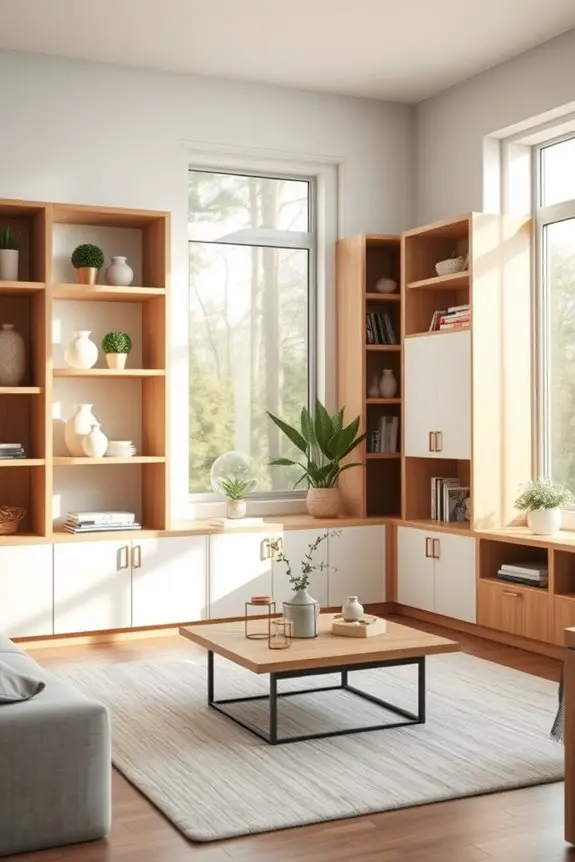 stylish open closed shelving