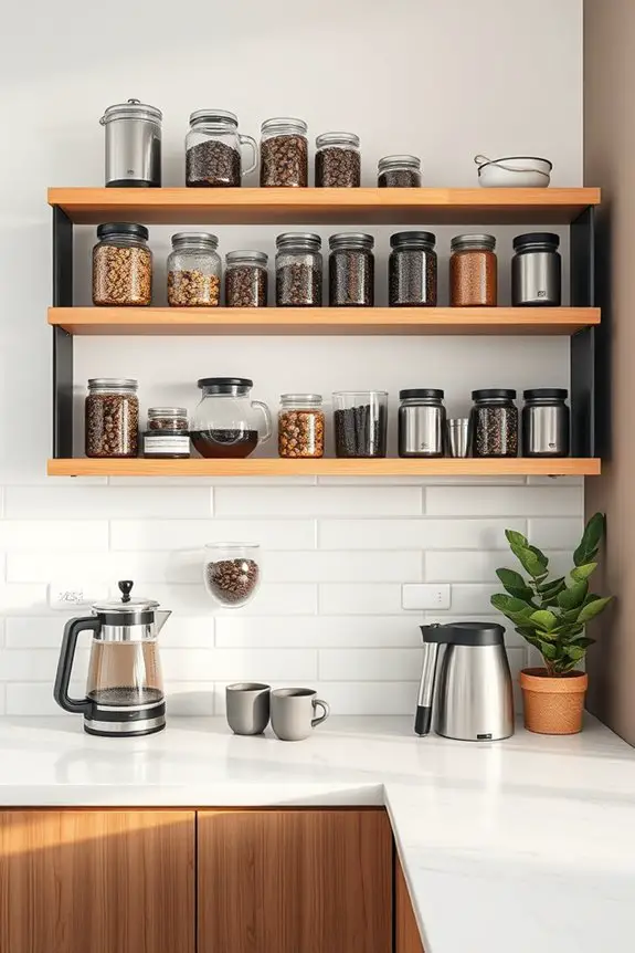 stylish open coffee display