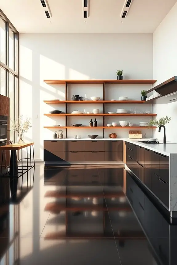 stylish open shelving contrast
