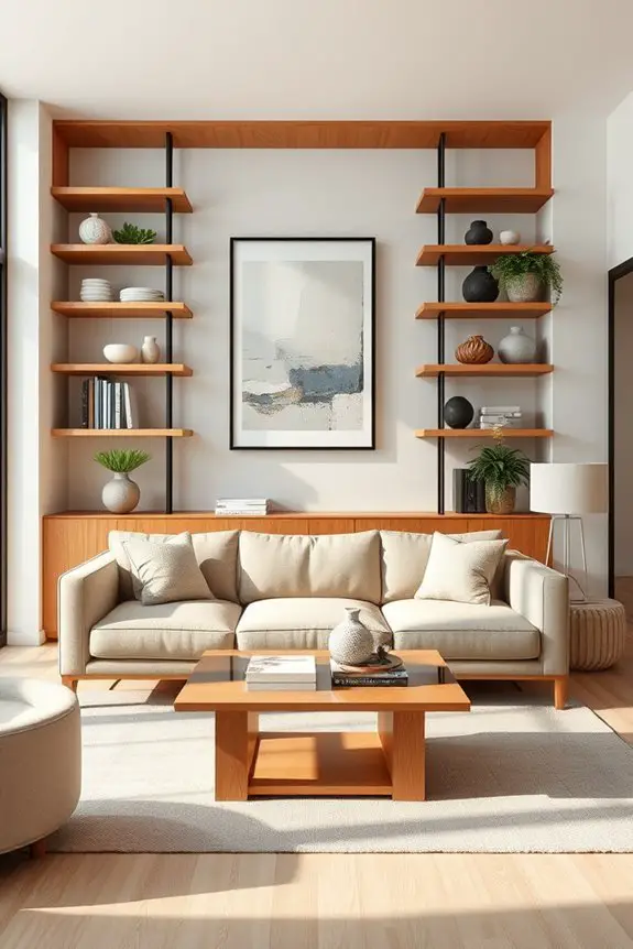 stylish open shelving display