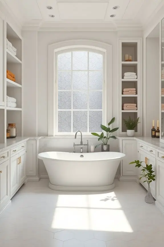 stylish organized bathroom shelving