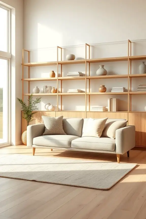 stylish organized minimalist shelving