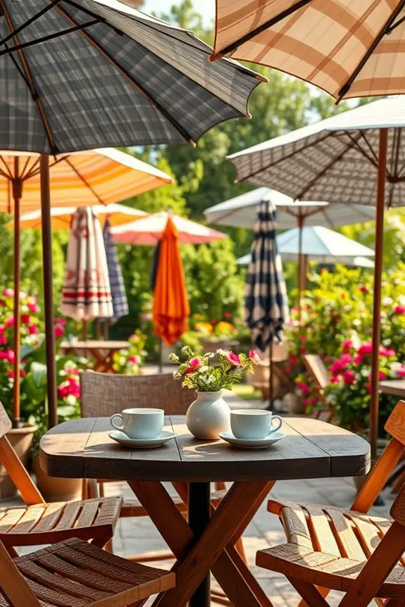 stylish outdoor cafe umbrellas