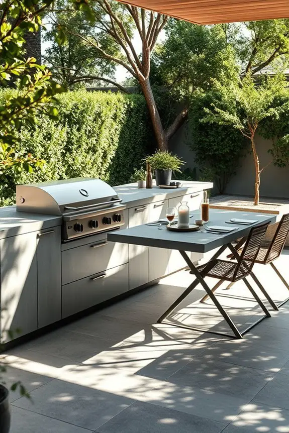 stylish outdoor concrete kitchen