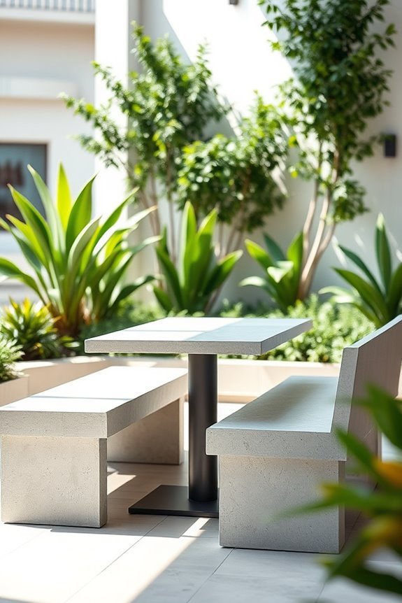 stylish outdoor concrete seating