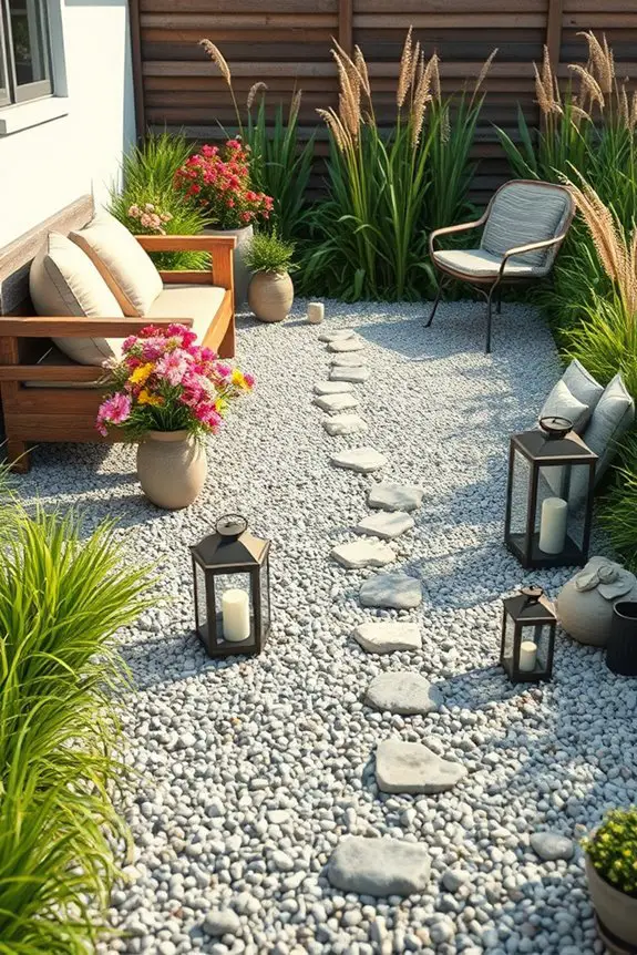 stylish outdoor gravel decor