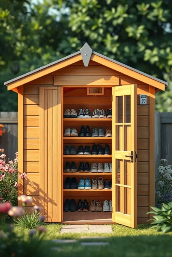 stylish outdoor shoe storage