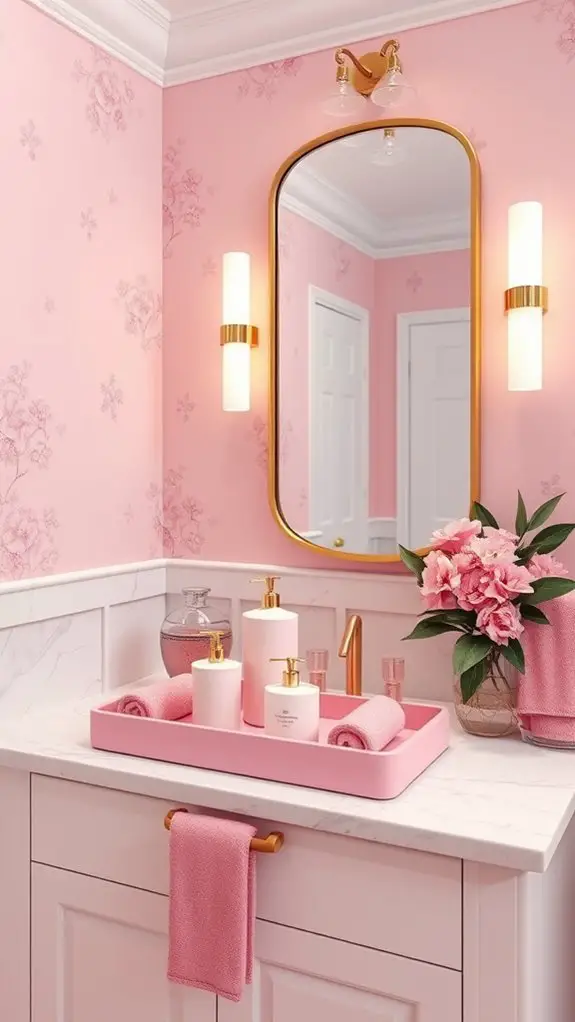 stylish pink decorative trays
