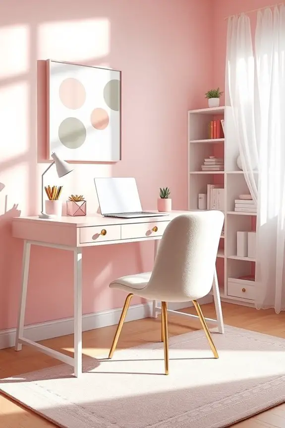stylish pink desk organization