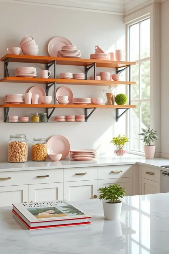 stylish pink dishware display