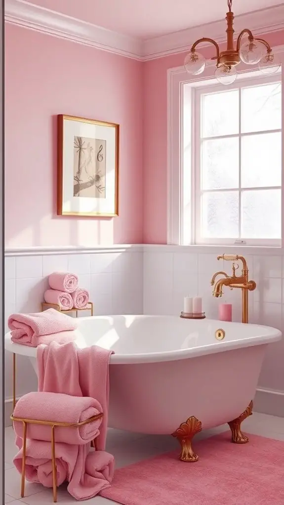 stylish pink shower organization