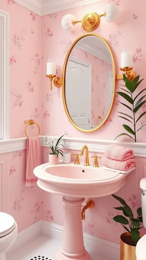 stylish pink sink accessories