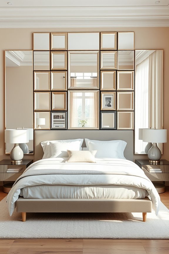 stylish reflective bedroom feature