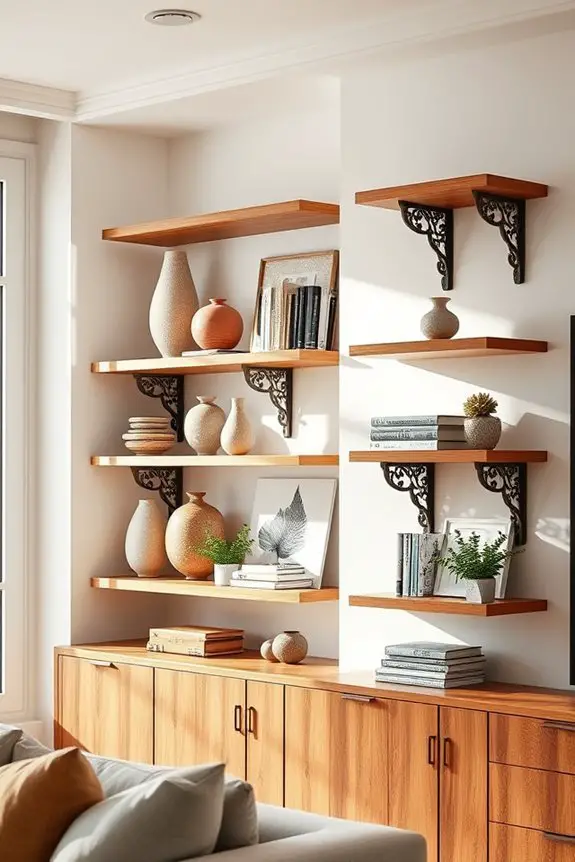 stylish shelves with brackets