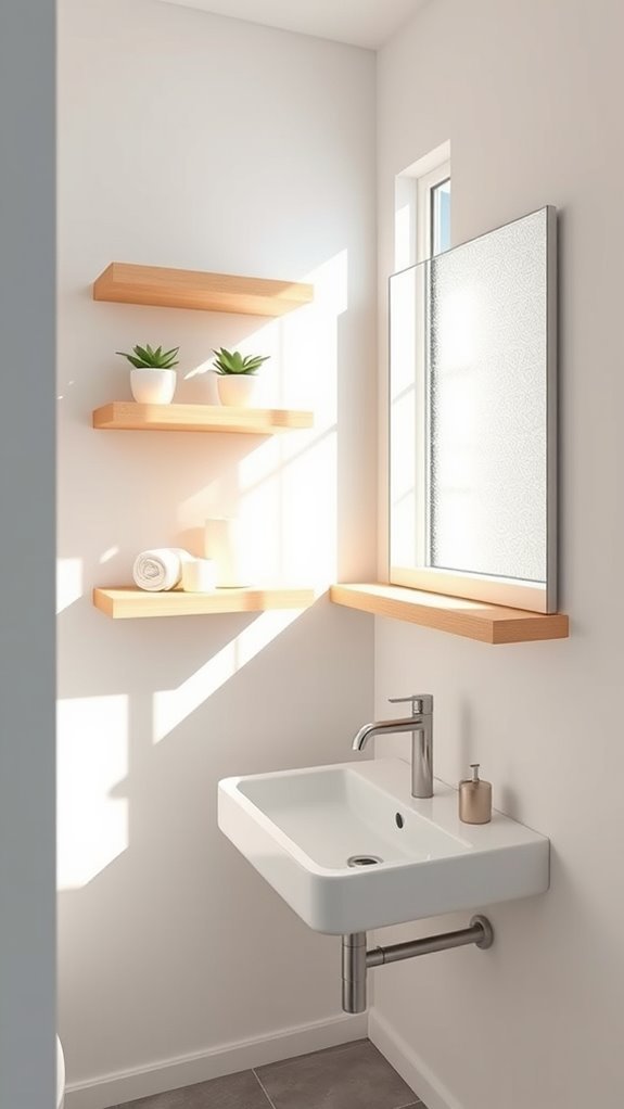 stylish space saving bathroom shelves
