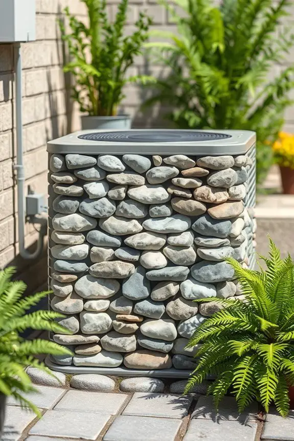 stylish stone air conditioner concealment