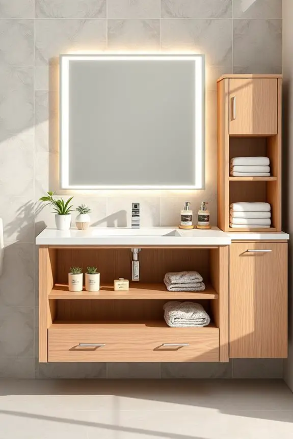 stylish storage vanity mirror