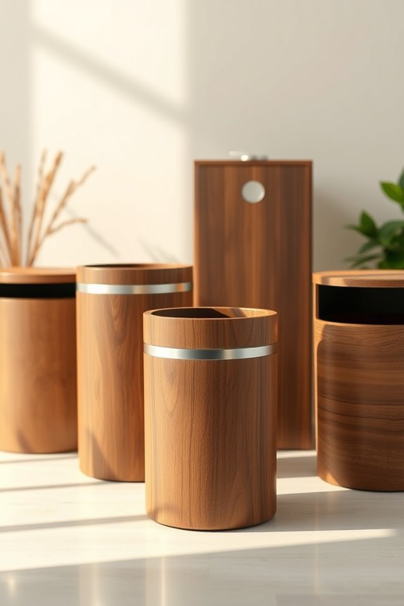 stylish sustainable wooden dustbins