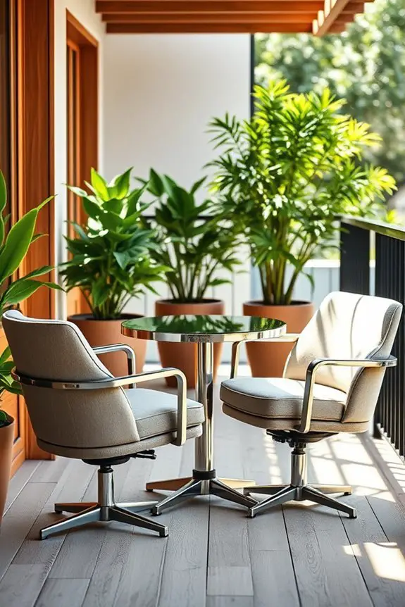 stylish swivel chairs and table