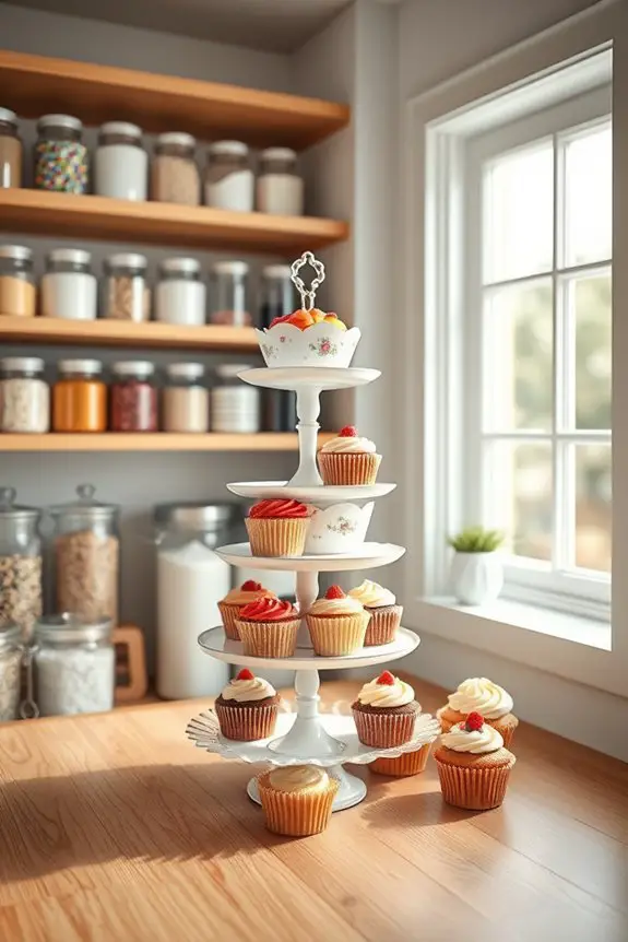 stylish tiered cupcake display