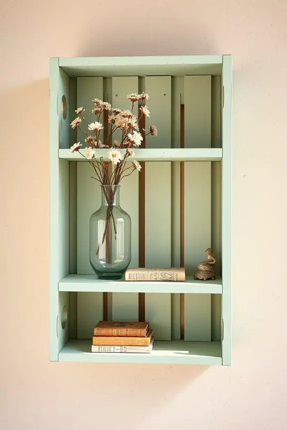 stylish vintage crate shelves