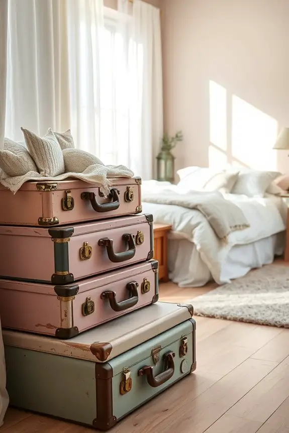 stylish vintage suitcase storage