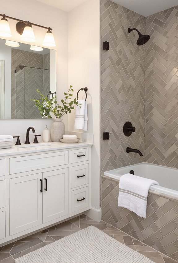 subtle herringbone subway accent