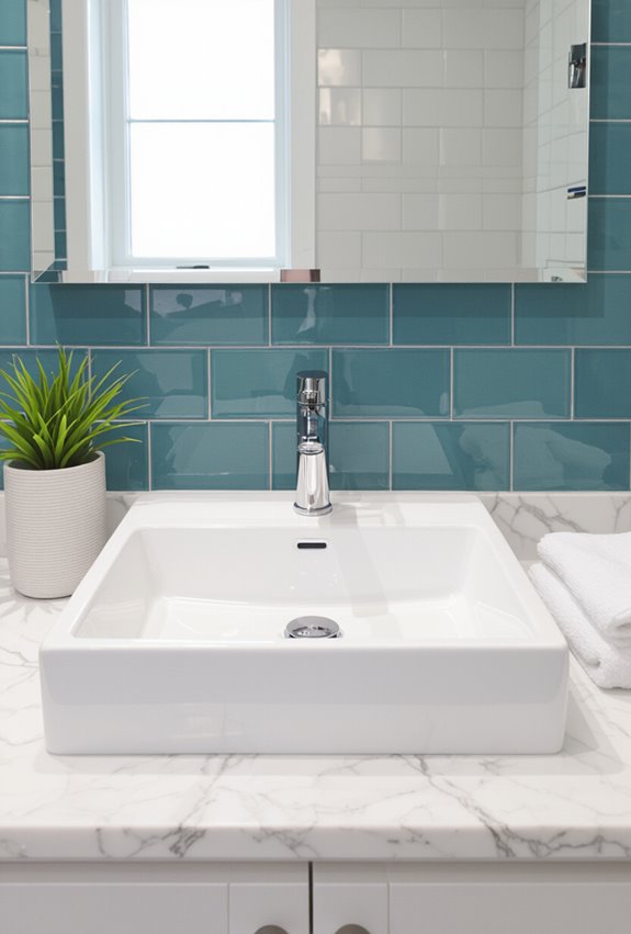 subtle shimmering metallic tile accents