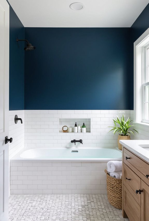 subtle subway tile wainscot