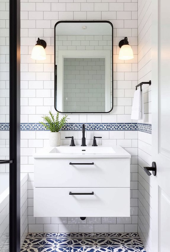 subway tile with encaustic