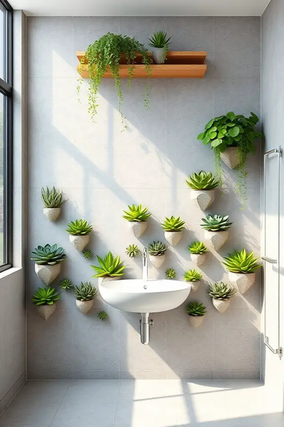 succulent bathroom plant displays