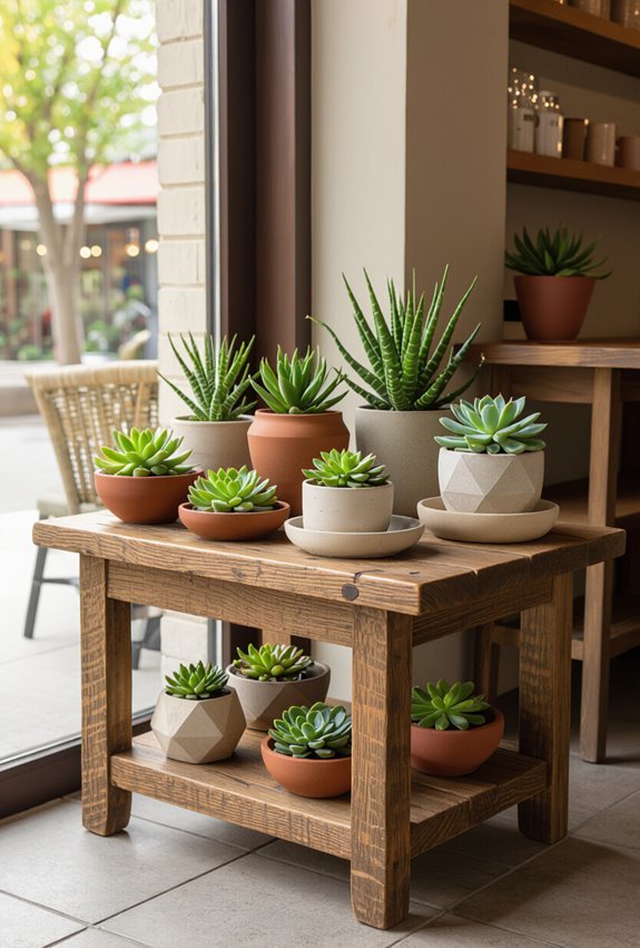 succulent display table entrance