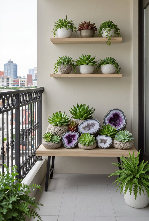 succulent geode balcony display