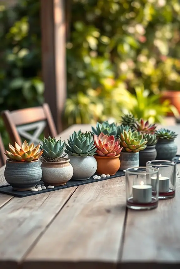 succulents enhance barbecue decor