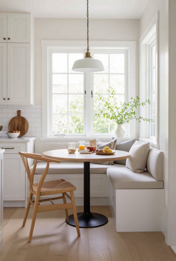 sunlit built in banquette nook
