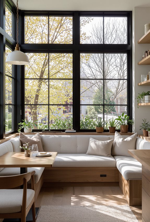 sunlit built in seating alcoves