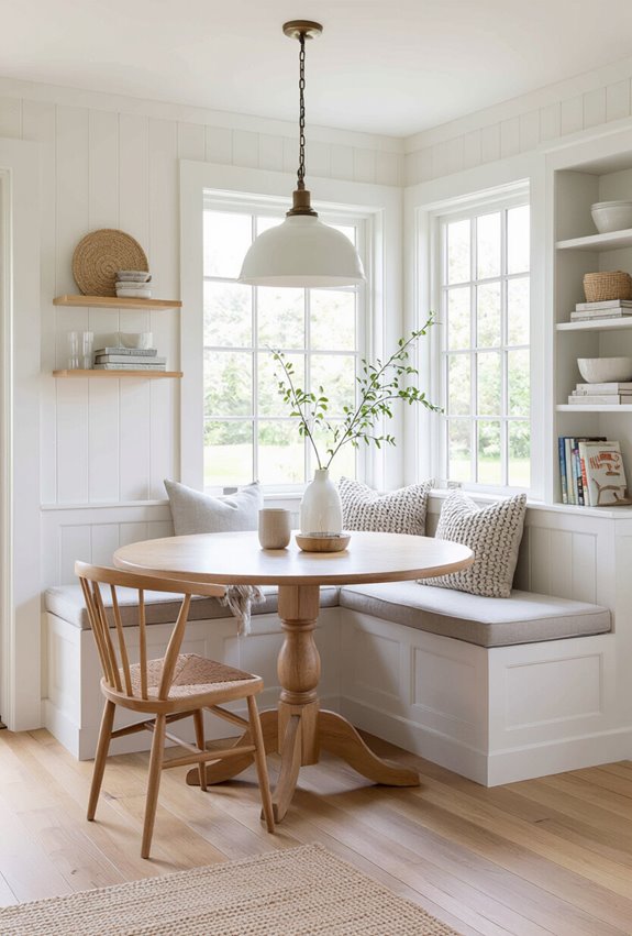 sunlit dining room reading nook