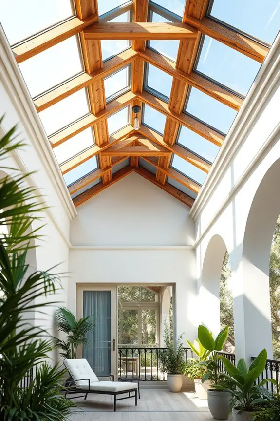 sunlit vaulted balcony oasis