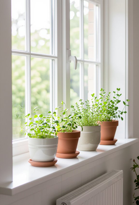 sunlit windowsill herb garden
