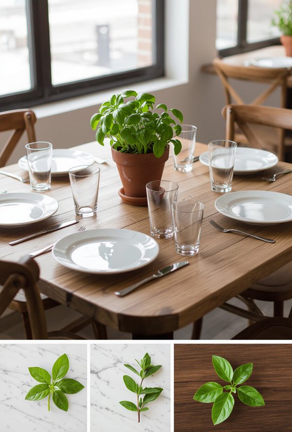 sunny herb filled brunch table