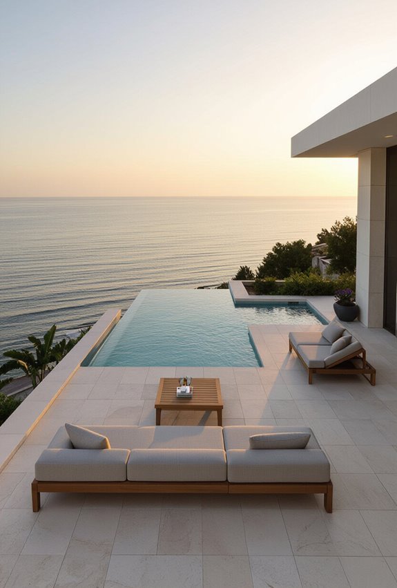 sunset facing glassed rooftop terraces