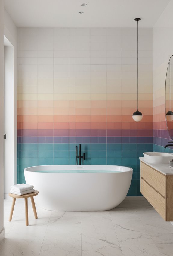 sunset ombre mosaic accent