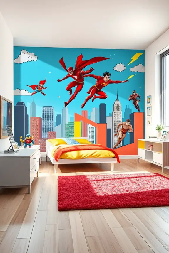 superhero themed action wall