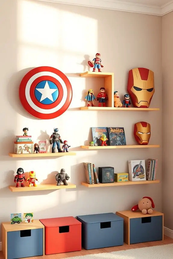 superhero themed wall shelves