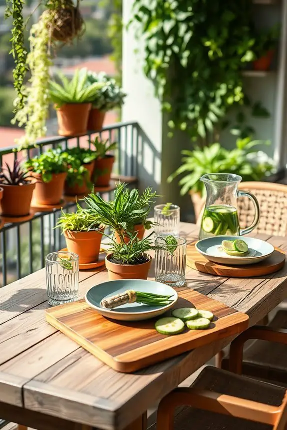 sustainable dining on balcony