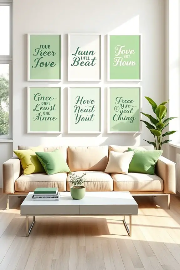 sustainable green typography prints