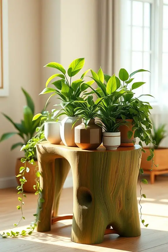 sustainable green wood plant stand