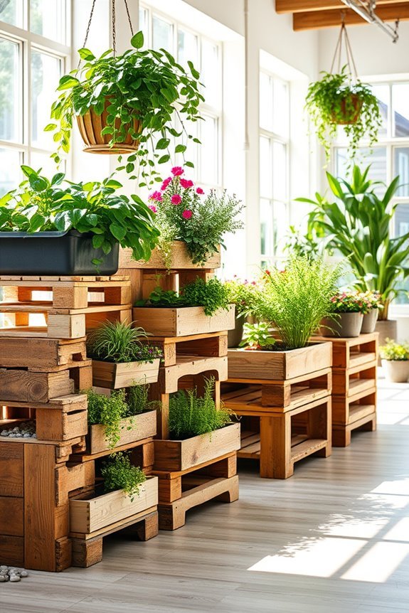 sustainable upcycled pallet planters