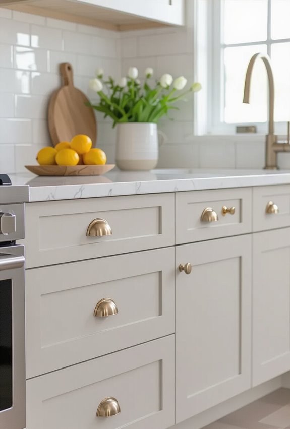 swap cabinets with colorful pulls