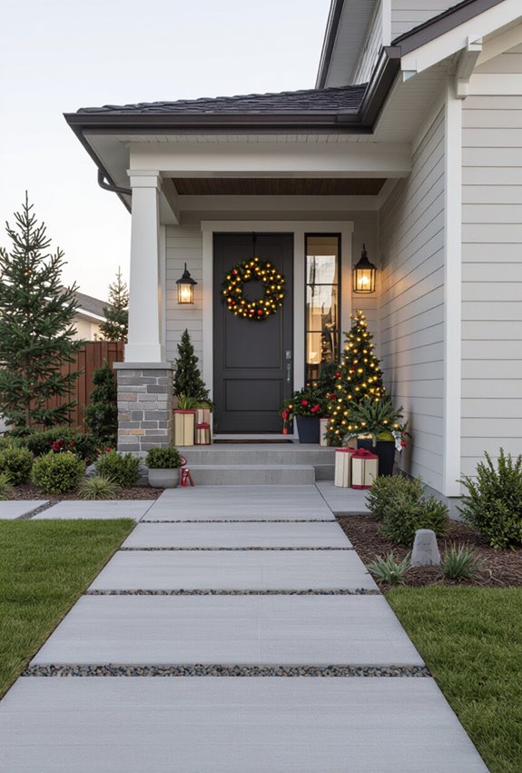 symmetrical candy cane walkway display